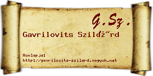 Gavrilovits Szilárd névjegykártya